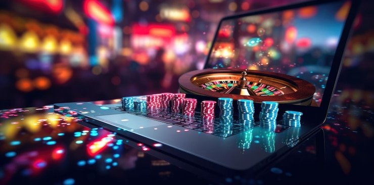 Layar keputusan pemain dalam Caribbean Stud Poker dengan tombol Raise dan Fold yang jelas
